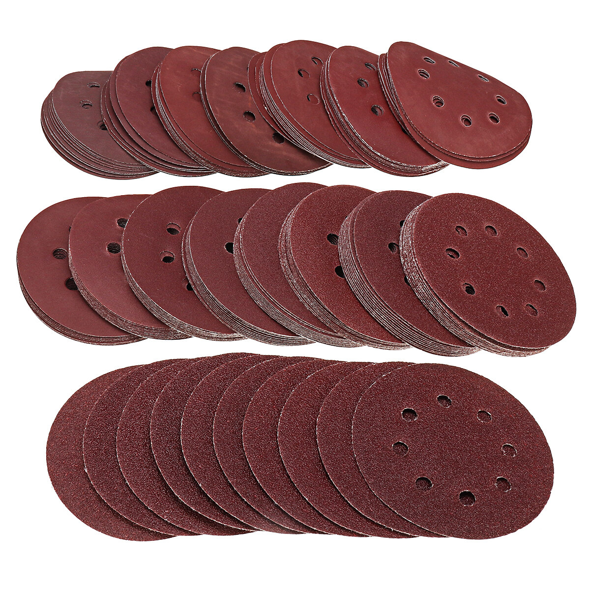 120Pcs 125mm 8-Hole Hook and Loop Sanding Discs 100-320 Grit Sandpaper Abrasive Paper for Polishing