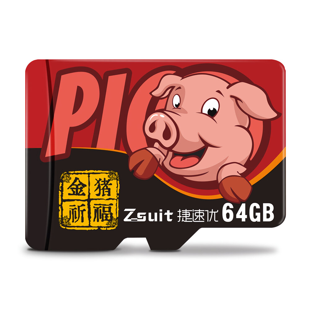 ZSUIT TF-geheugenkaart 32/64GB / 128GB High Speed Cartoon Pig TF-kaart Gegevensopslagkaart voor auto