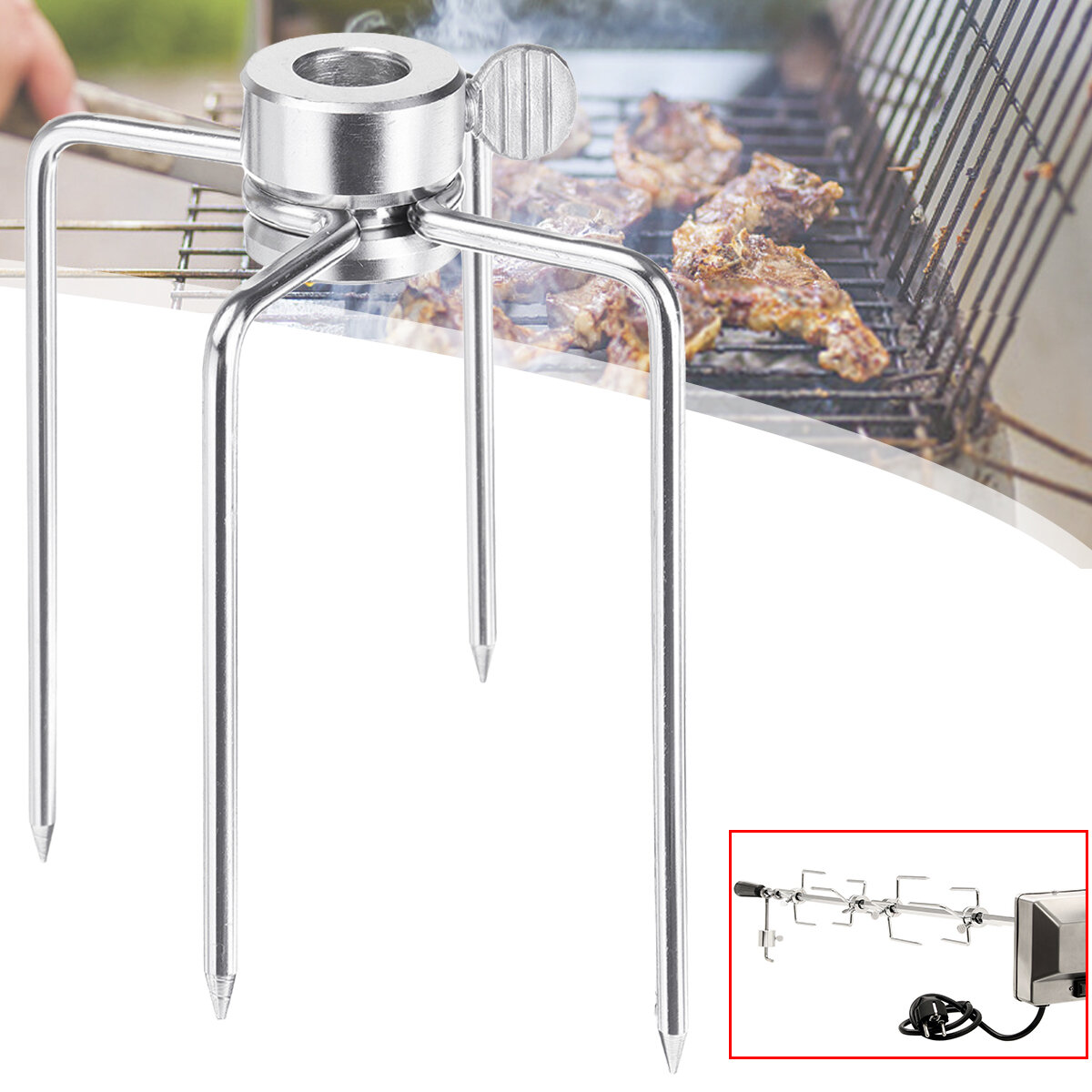 2Pcs BBQ Skewer Stainless Steel Barbeque Kebab Camping Cooking Grill Stick Fork