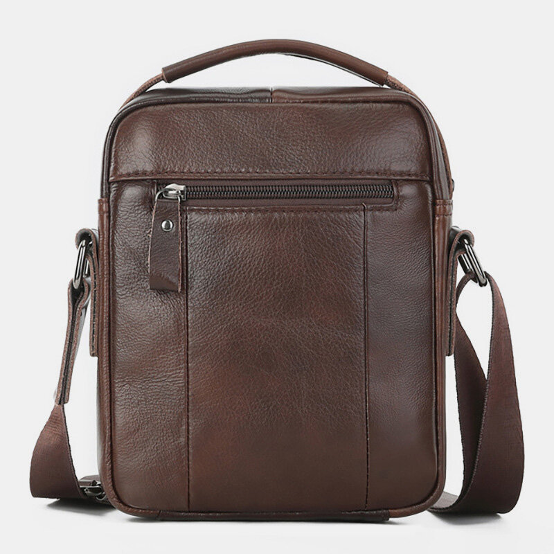 Ekphero Men Geniune Leather Vintage Padded Carry Handle Aslant Bag Shoulder Strap Crossbody Bag