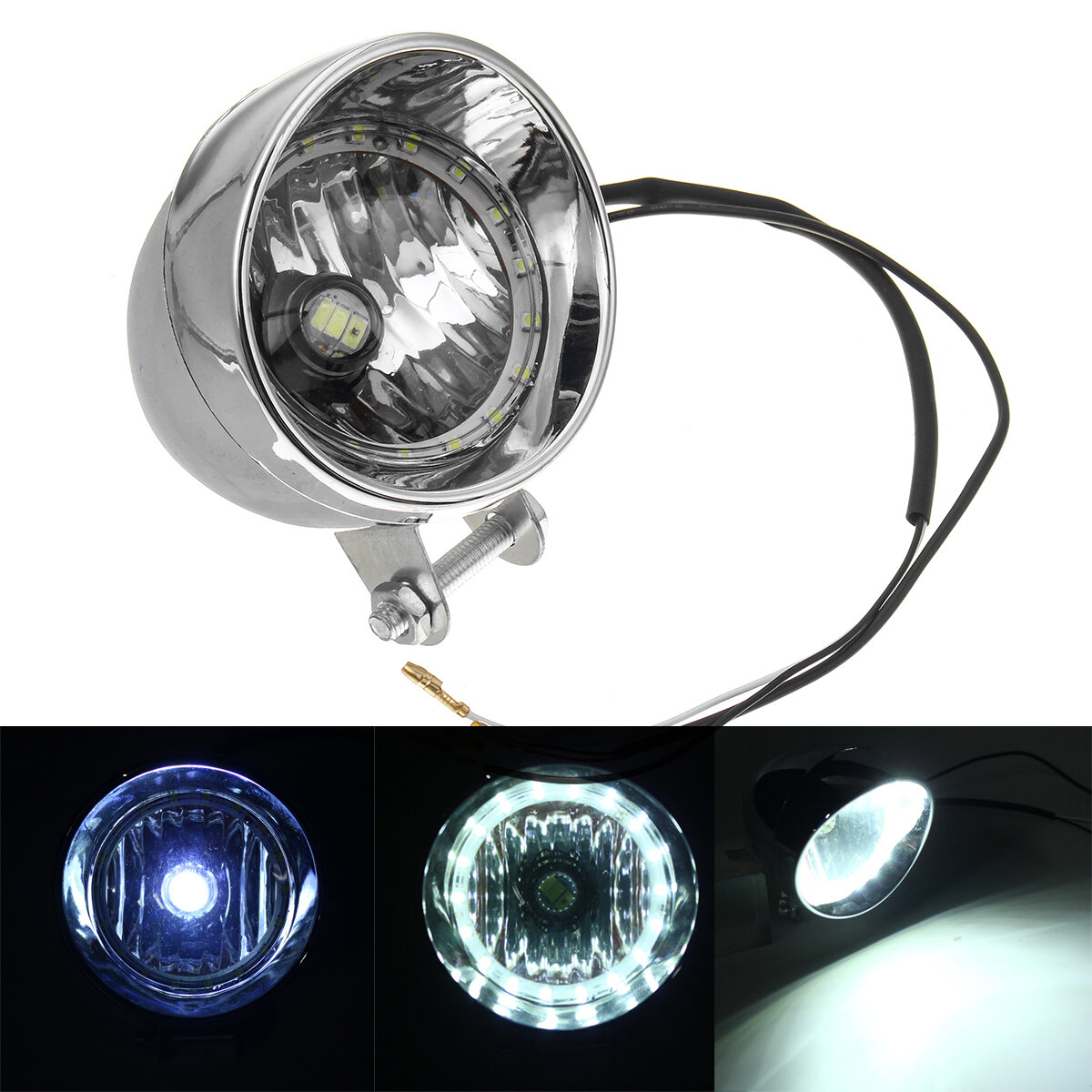 Black / chrome led motorcycle bullet headlights high/low beam head light lamp