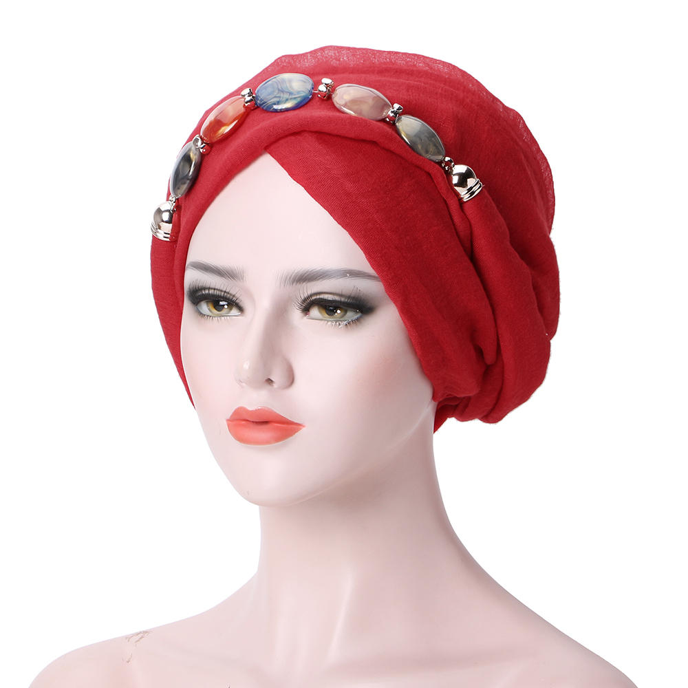 Women Lace Shawls Islamic Hijab Long Scarf Headwear Turban Cap