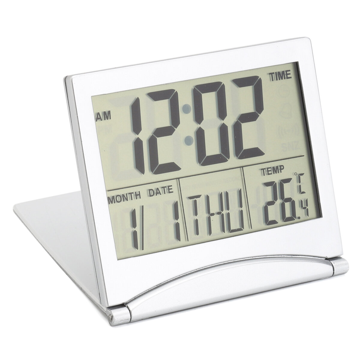 Digital LCD Display Thermometer Calendar Alarm Clock Folding Cover Desk Clock . 