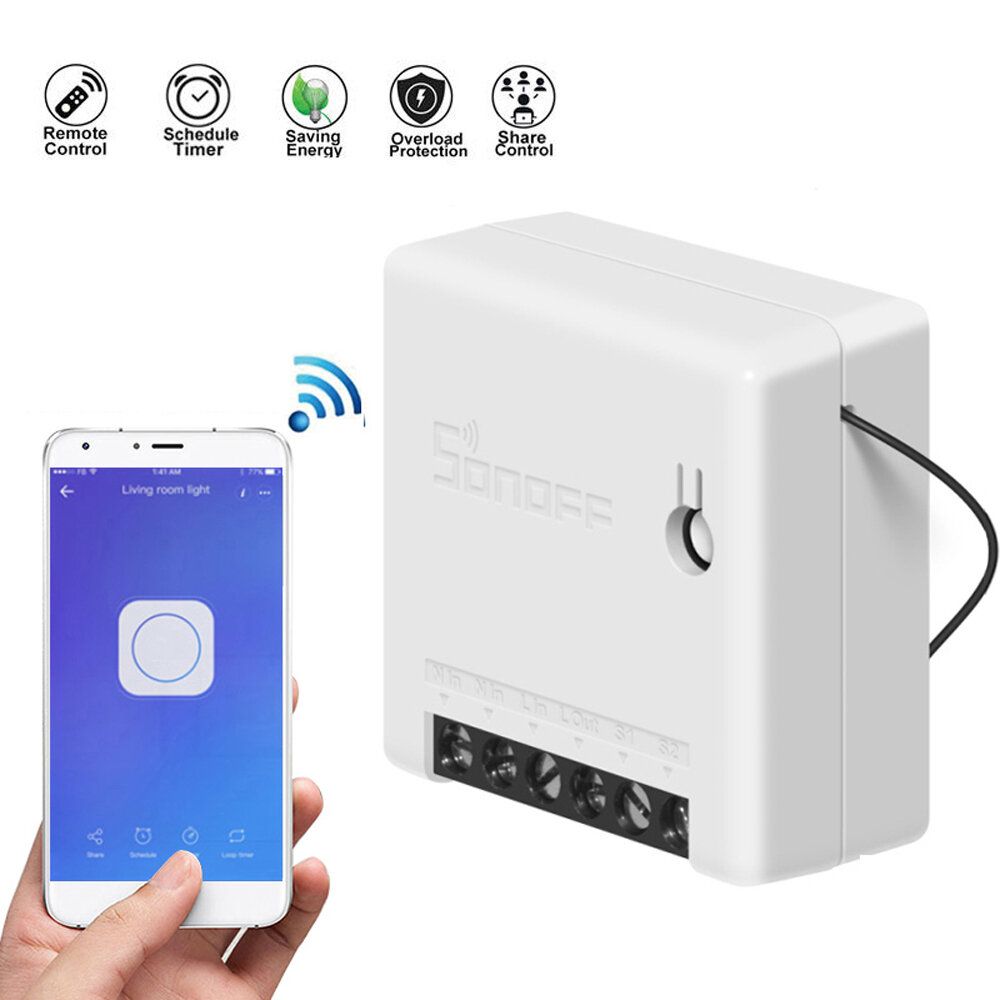 SONOFF Mini interruptor inteligente bidireccional 10A AC100-240V Funciona con Amazon Alexa Google Home Assistant Nest Co