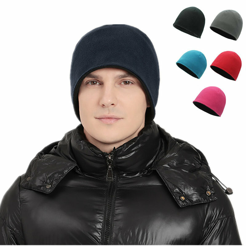 Chapéus de inverno para homens e mulheres com dupla face, ideais para ciclismo ao ar livre com proteção para as orelhas e forro de pelúcia resistente ao frio.