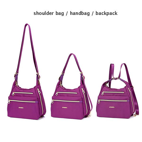 Women Nylon Waterproof Double-sided Crossbody Bag Multifunctional Shoulder Bag Backpack