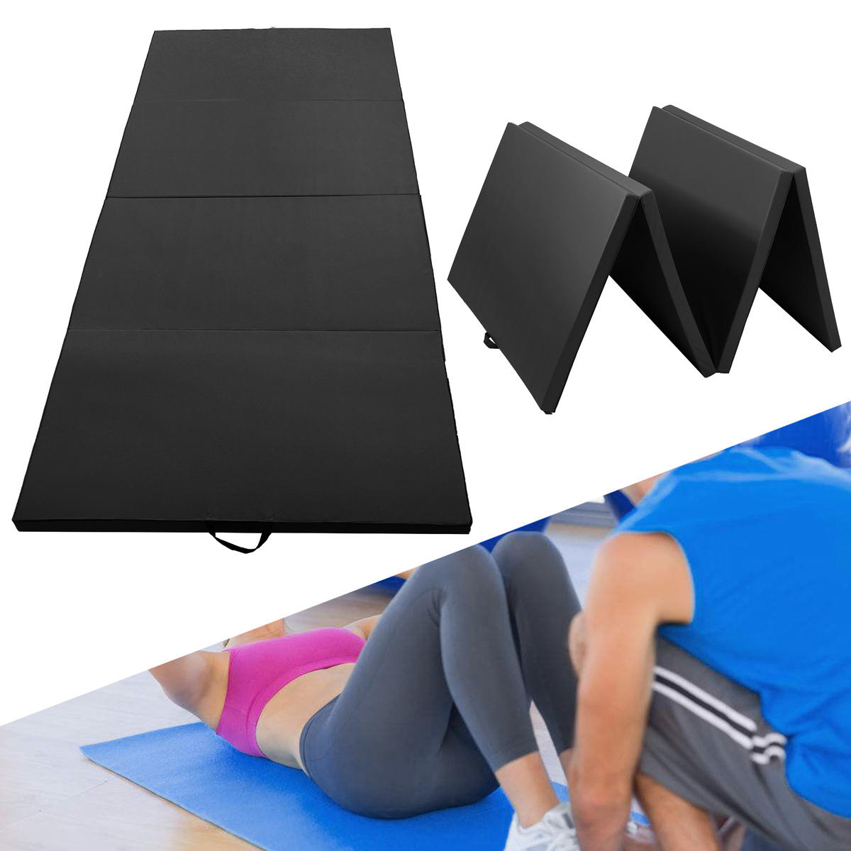 Gymnastiekmat voor thuis van 118x47,2x1,97 inch, opvouwbaar, geschikt voor yoga, oefeningen, acrobatiek en fitness.