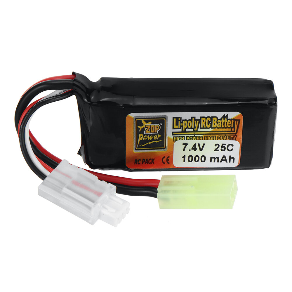 

ZOP Power 2S 7.4V 1000mAh 25C LiPo Battery T Plug for RC Car Airplane Helicopter FPV Racing Drone