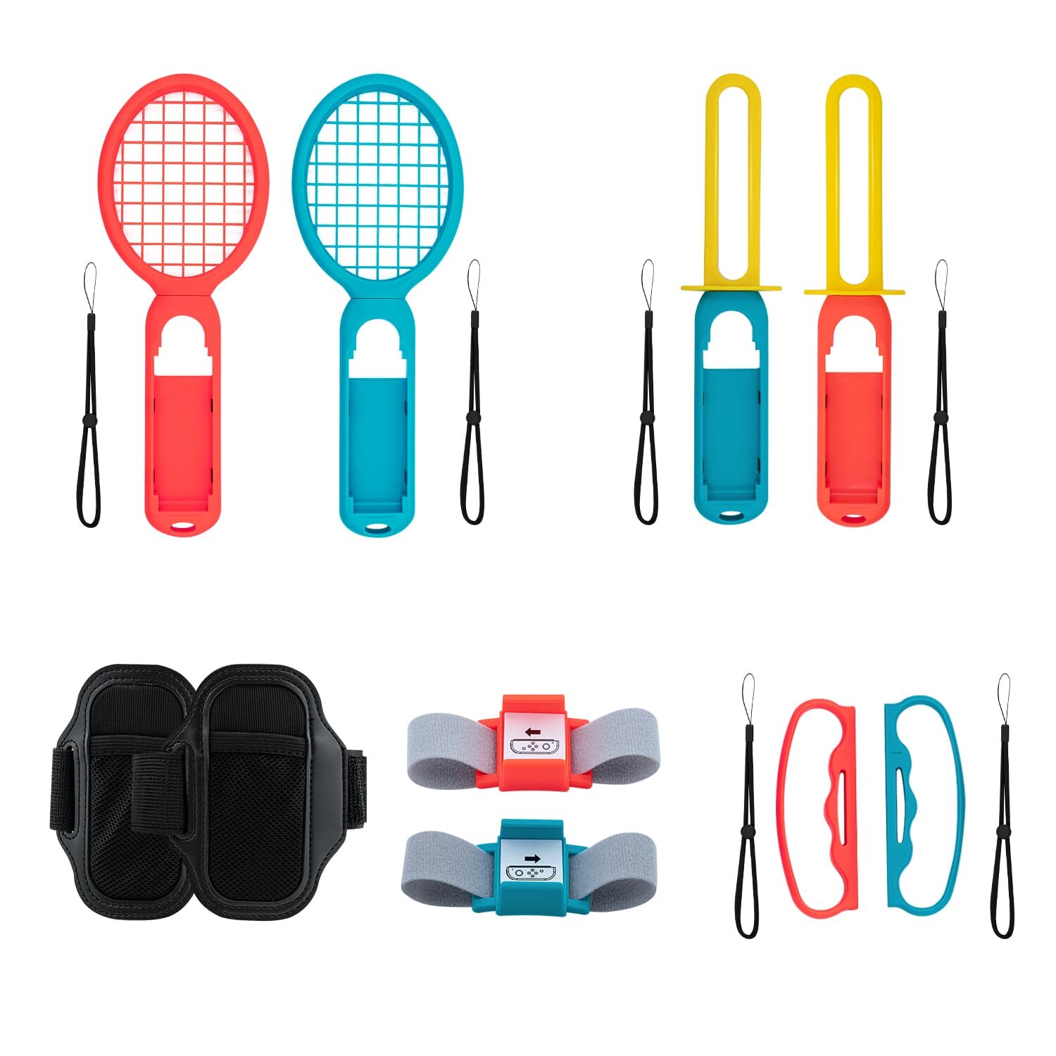 iPlay HBS-447 10 In 1 Sport Game Bundel Kit Set Fitness Bandjes Tennisrackets voor Nintendo Switch S