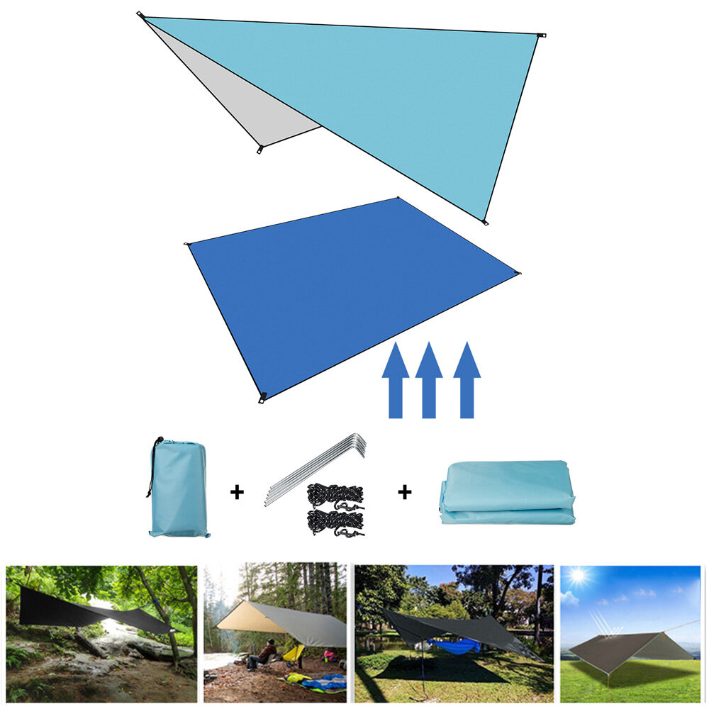 Outdoor Vochtbestendige Tent Onderdak 210D Oxford Stof Ultralight Opvouwbare Luifel Tarp Hangmat Camping Reizen Regen Zonnescherm Picknick Mat