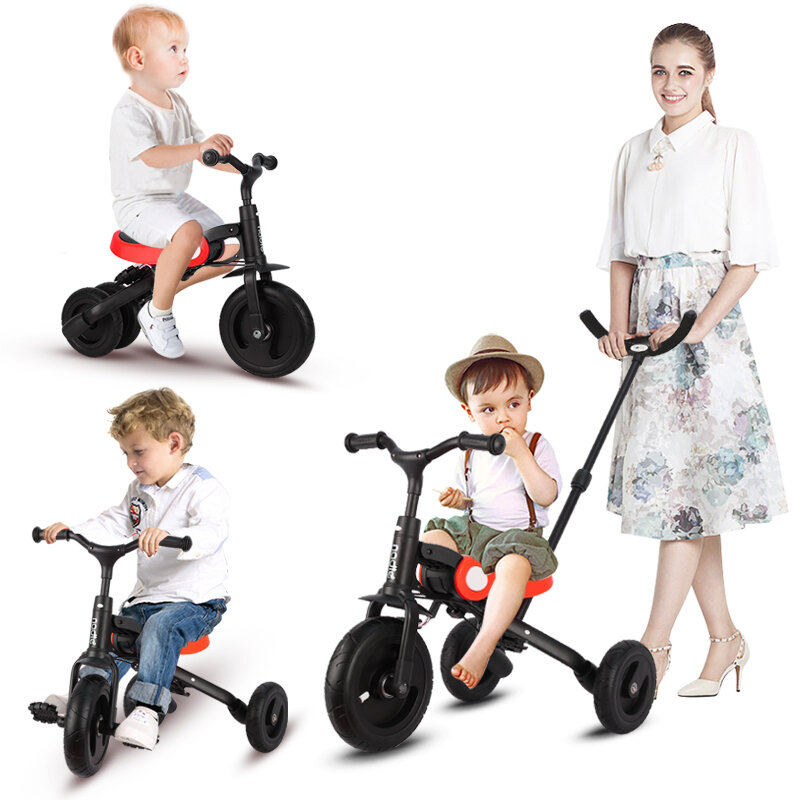NADLE 3-in-1 kinderen opvouwbare lichtgewicht driewieler buiten kinderen waggel trolley kinderwagens