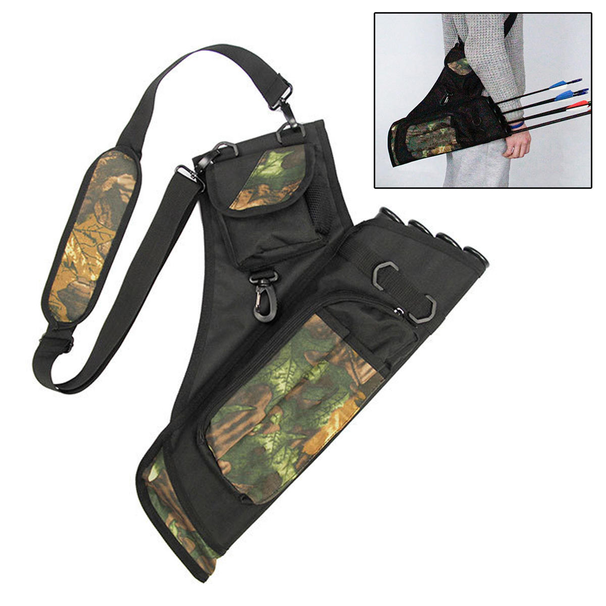 Ρυθμιζόμενος κάτοχος βέλους 4 Tube Arrow Holder Oxford Archery Bow Quiver Τακτική τσάντα ώμου Crossbody Messenger Bag