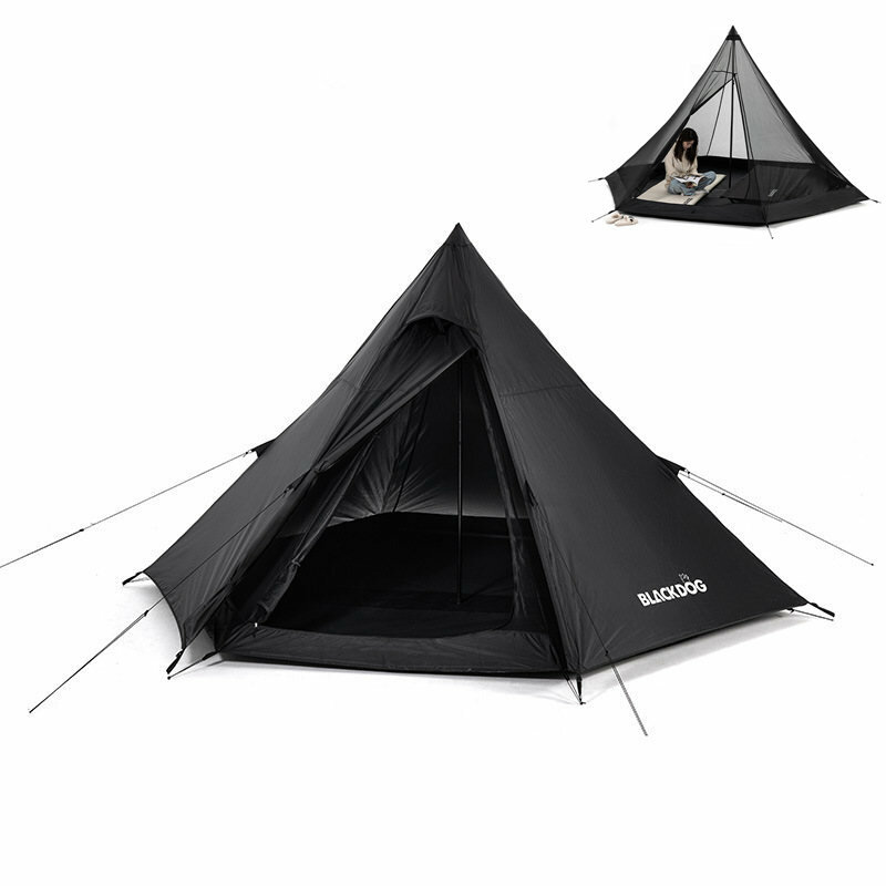 Barraca Naturehike BlackDog Hexagonal Pyramid para camping ao ar livre para 3-4 pessoas com grande espaço para descanso e piquenique.