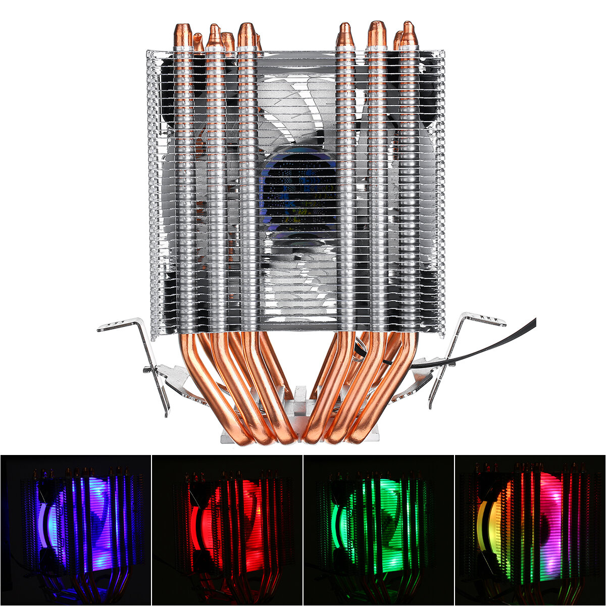 LED RGB CPU Koeler 6 Heatpipes 4Pin Koelventilator voor Intel 1155/1151/1150/775 AMD