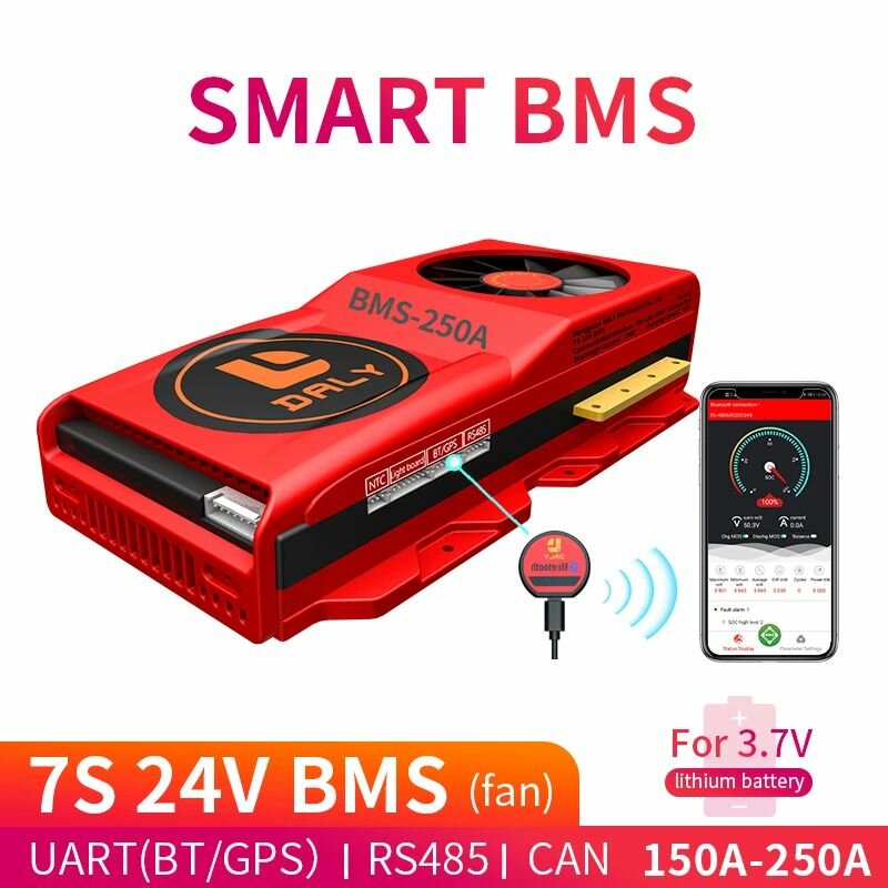 

DALY Smart BMS 7S 24V 150A 200A Bluetooth 485 to USB Device CAN NTC UART Software 3.7V Li-on Battery Protection Board BM