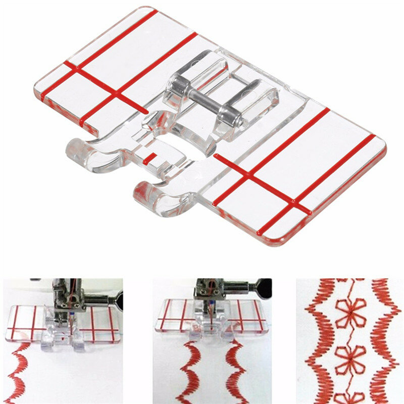 Sewing Machine Parallel Stitch Sewing Tool Simple Mini Clear Plastic Parallel Stitch Foot Presser for Multifunction Dome