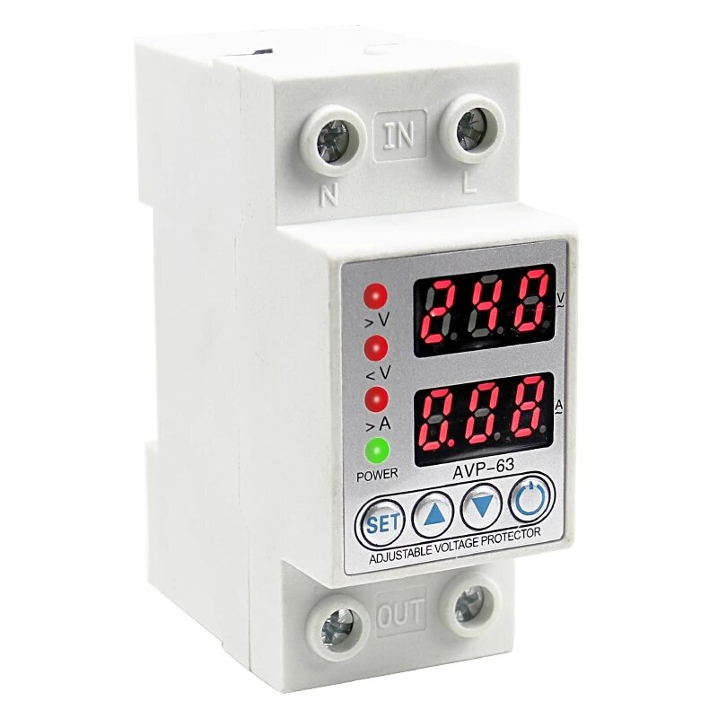 

Smart 220V 40A 63A Resettable Overcurrent and Undervoltage Protection Dual Display Circuit Breaker Switch Overload Adjus
