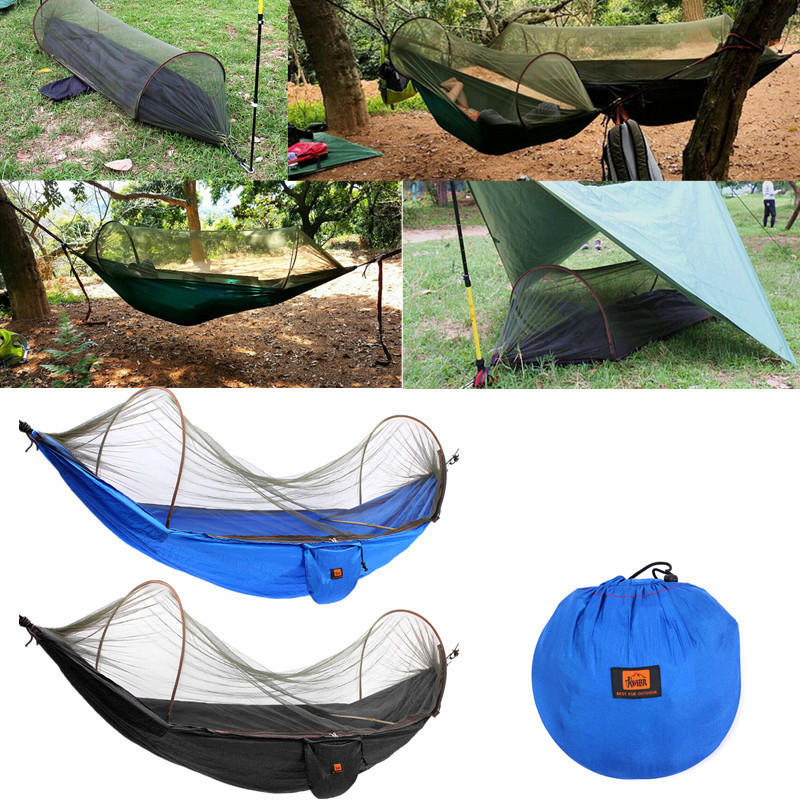 Tragbare Camping-Fallschirm-Hängematte für den Außenbereich, hängendes Schaukelbett mit Moskitonetz  