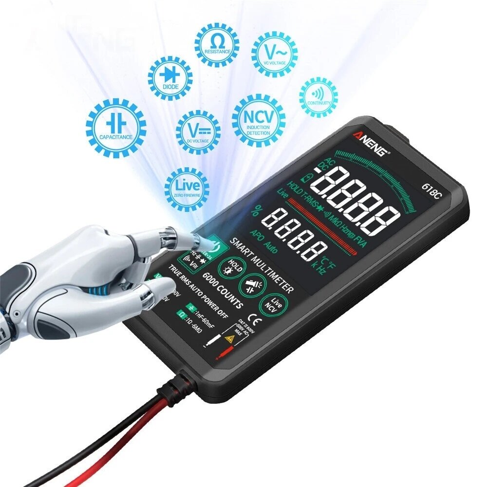 ANENG 618C Digitale Multimeter Smart Touch DC Analoge Bar Echte RMS Auto Tester Professionele Conden