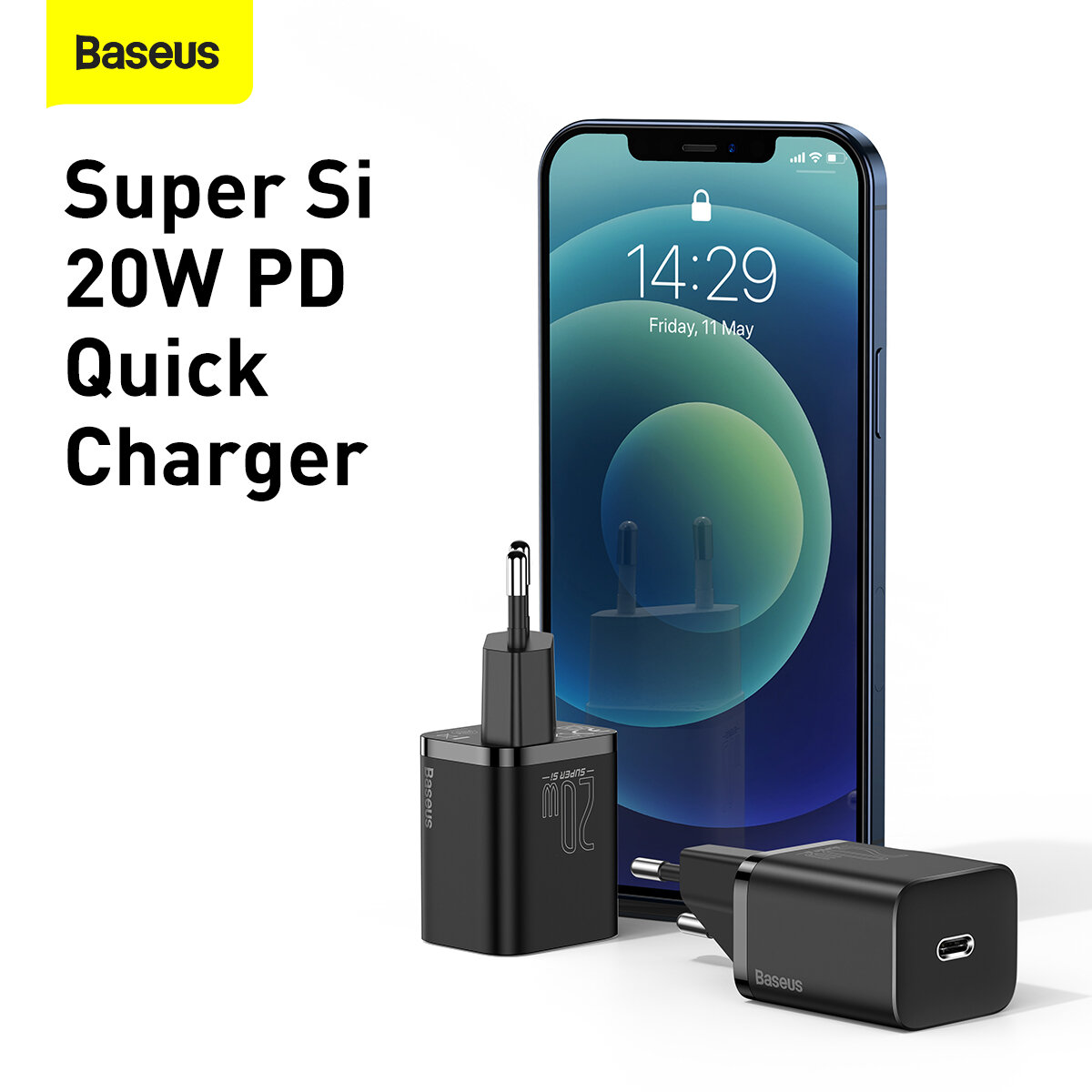 Baseus 20 W PD Super Si Snellader voor iPhone 12 Mini / 12/12 Pro/12 Pro Max voor Samsung Galaxy Not
