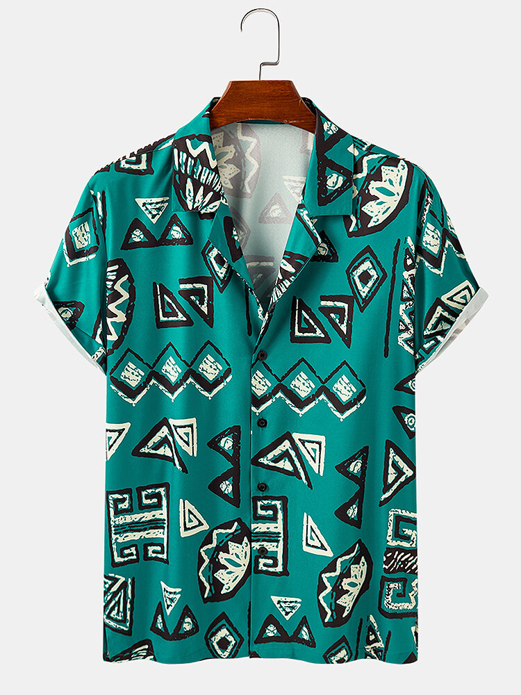 

Banggood Designed Mens Geometric Print Short Sleeve Shirts