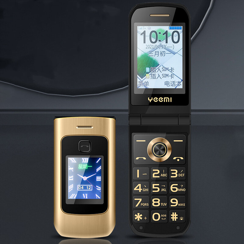 

YEEMI K21 Флип-телефон 4800 мАч 1,77 + 2,4 дюйма с двумя дисплеями FM Радио Фонарик SOS Вибрация Громкий динамик Большой