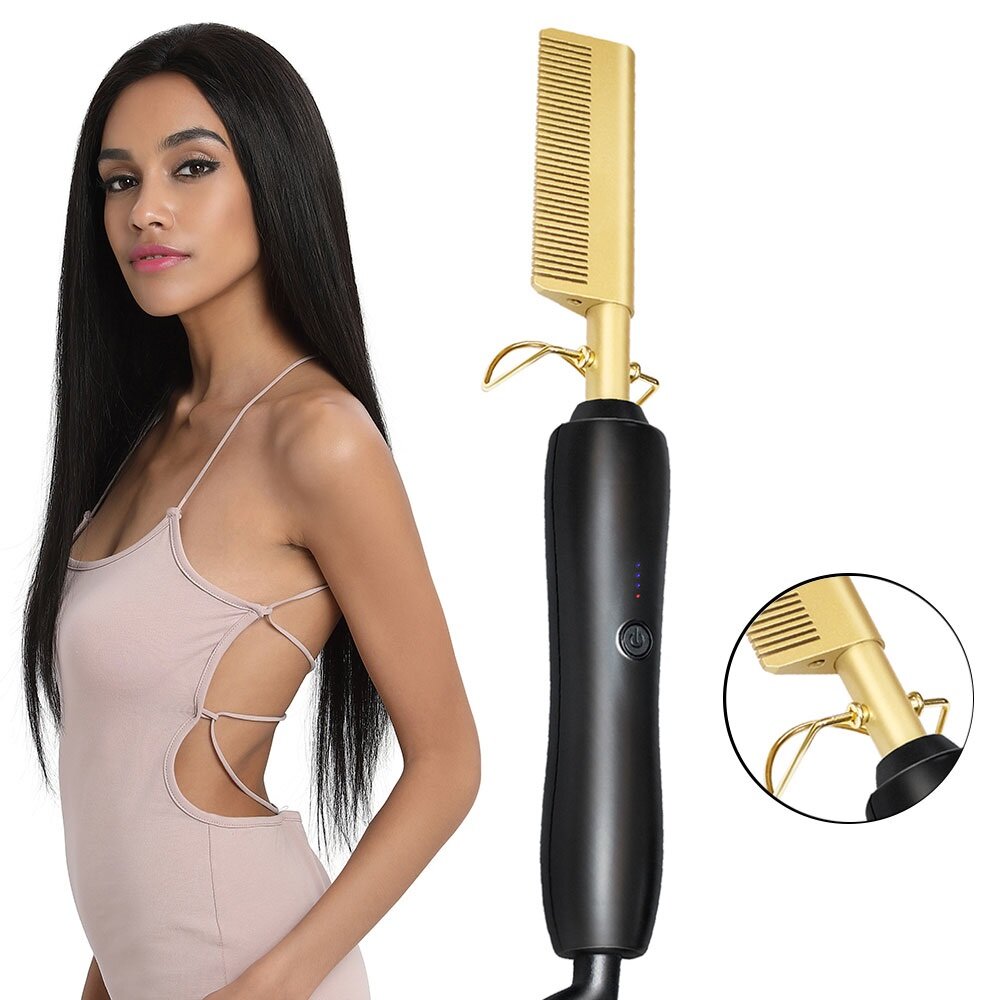 

Flat Iron Hair Straightener Electric Hot Comb Straightener Professional Hair Straightening Brush Hair Curler Comb