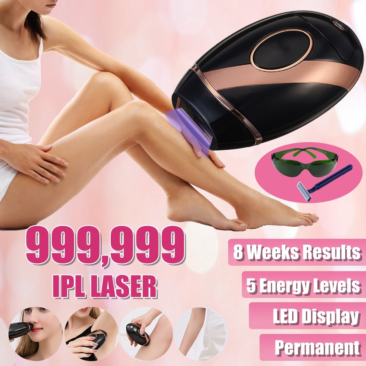 5 Energy Level Laser Hair Removal LED Display Instrument Armpit Lip Hair Epilator Painless Hair Remo