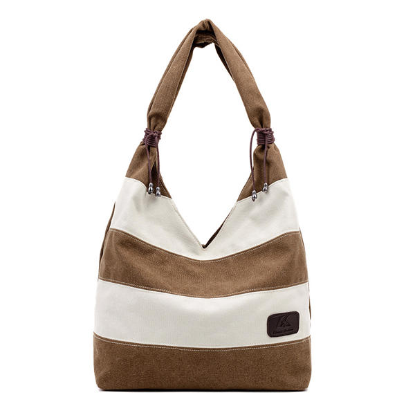 women casual stripe canvas handbags capacity shoulder bags contrast ...