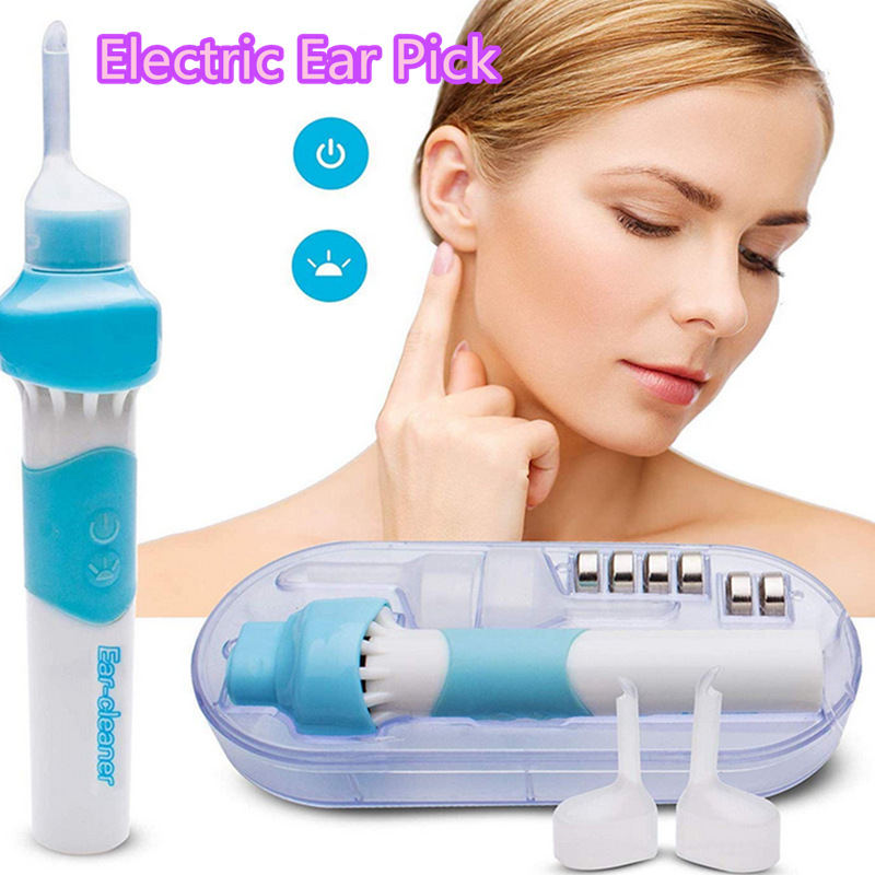 Electric Ear Wax Remover Professional Soft Double-Size Head LED Light Low Sound Earwax Removal Kit