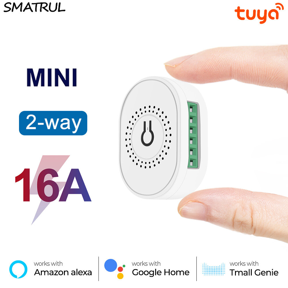 Smatrul Smart Mini WiFi Lichtschakelaar Module 16A Tuya Afstandsbediening DIY 2 Way Wireless Light C