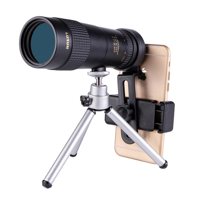IPRee®10-30X40 Yakınlaştırmalı Monoküler HD Optik BAK4 Gündüz Gece Görüş Teleskop + Telefon Tutucu + Tripod