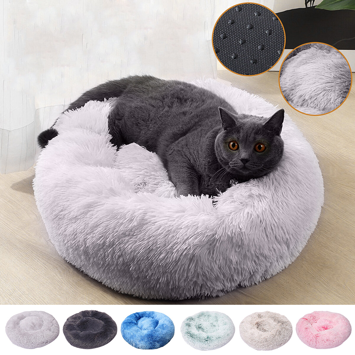60cm Plush Fluffy Soft Pet Bed for Cats & Dogs Calming Bed Pad Soft Mat Home
