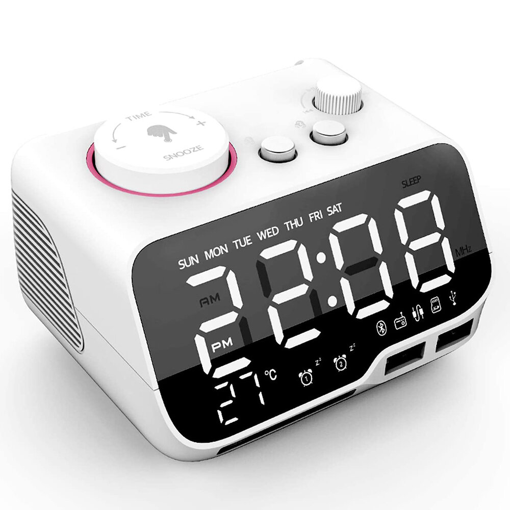 

Bakeey M9 Alarm Clock bluetooth Speaker TF Card U-disk AUX Digital Display FM Radio Bass Subwoofer Sound Wireless Speake