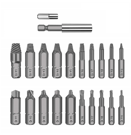 

Drillpro 22pcs Damaged Screw Extractor Set for Broken Screw HSS Broken Bolt Extractor Screw Remover Kits