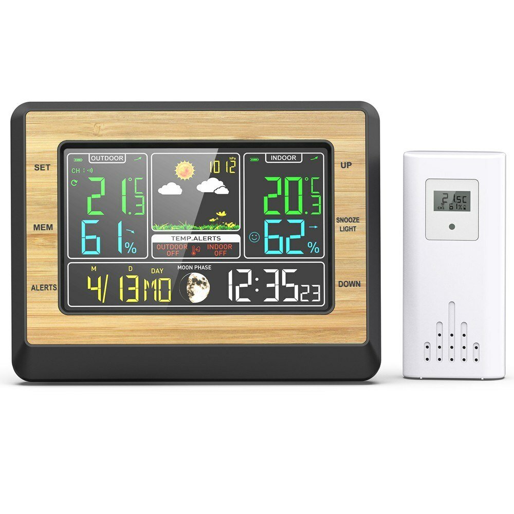 

Color Screen Weather Forecast Clock Temperature and Humidity Meter Multifunctional Electronic Alarm Clock Barometric Mea