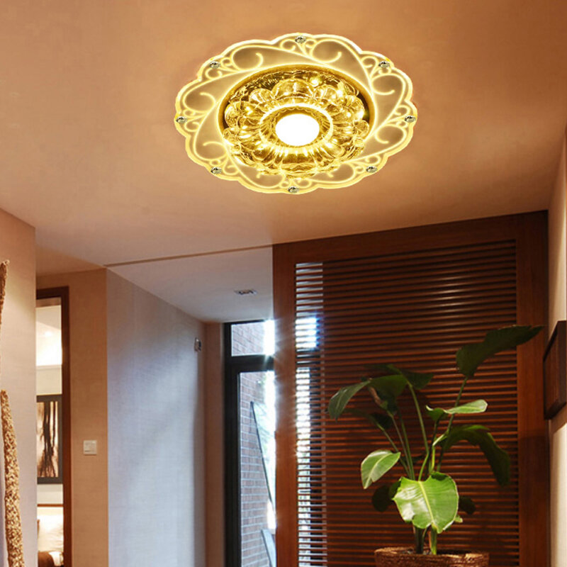9W 90-260V Crystal LED Ceiling Light Fixture Pendant Lamp Lighting Chandelier for Bedroom Living Room Corridor