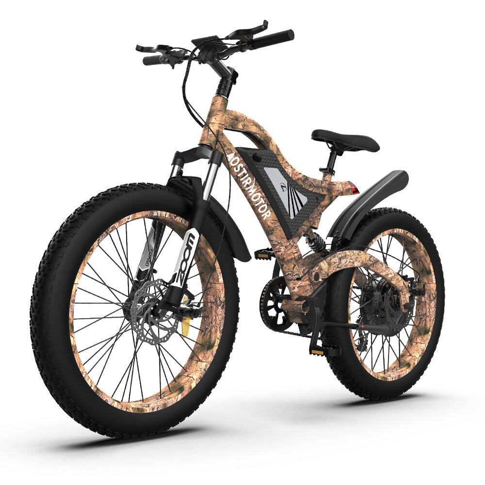 [USA DIRECT] AOSTIRMOTOR S18 1500W 48V 15Ah 26 Inch Tire Electric Bike 25-40km Mileage Range 120kg Max Load Mountain Fat Tire Electric Bicycle