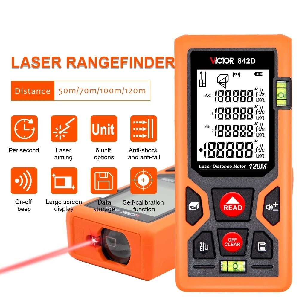 

Victor VC842 50m 70m 100m 120m Infrared Laser Range Finder Trena Laser Digital Tape Rangefinder Measure Ruler Tool