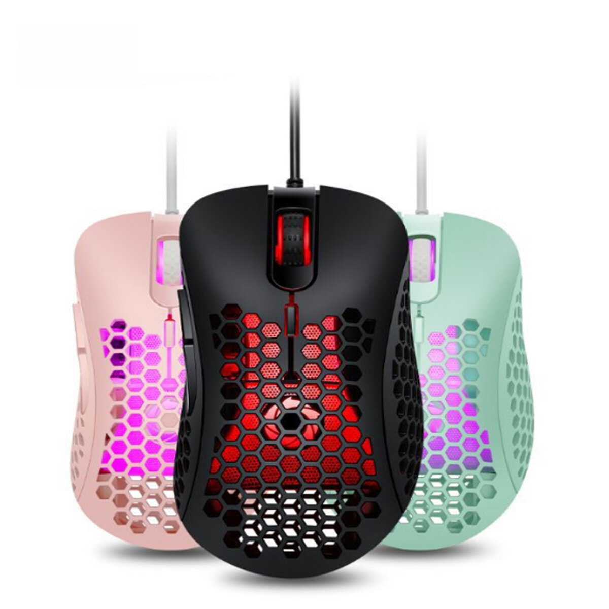 

Light Magic V18 Wired Game Mouse Breathing Colorful Hollow Honeycomb 3200DPI Gaming Mouse USB Wired Gamer Mice for Compu