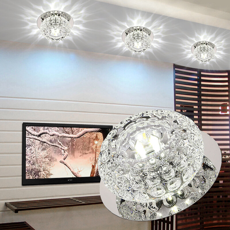 5W 110V-265V Modern Crystal LED Ceiling Light Fixture Aisle Hallway Pendant Lamp Colorful