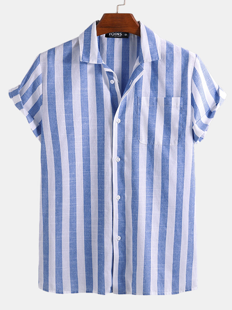 Mens summer short sleeve striped shirts Sale - Banggood.com