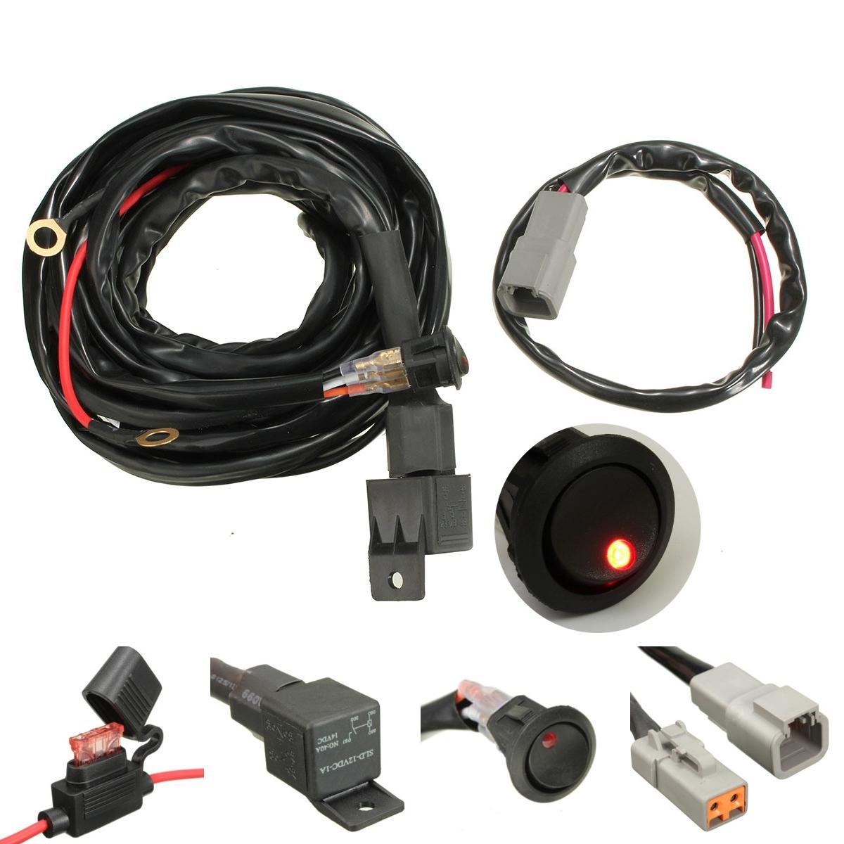 12V 40A Relay Wiring Harness Work Fog Light Bar Kit ON/OFF Switch Led Spotlight