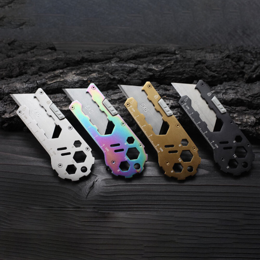 

4-in-1 Multi Folding Utility Knife Mini Portable EDC Survival Tools Hexagonal Wrench Opener Ruler Outdoor Camping Travel
