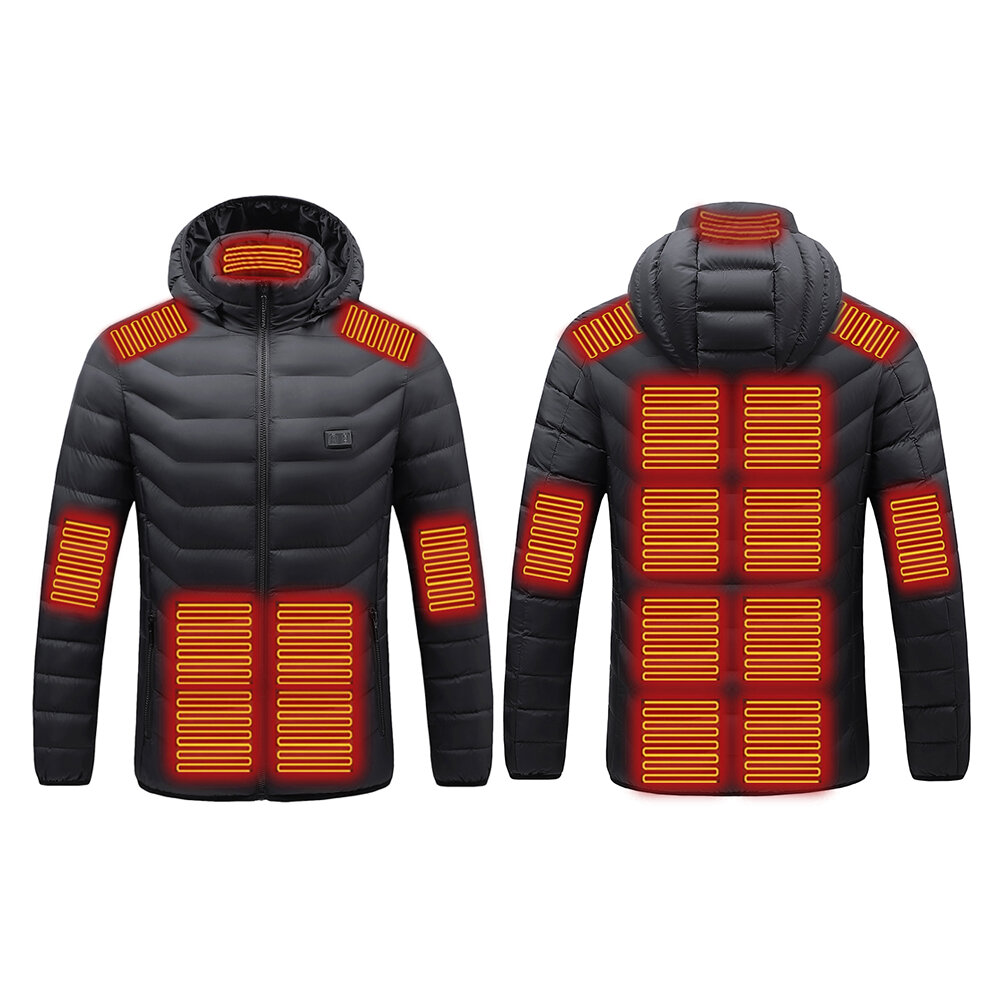 TENGOO HJ-15 Куртка-жилет с подогревом 15 зон нагрева Термальная теплая куртка с зарядкой через USB мотоцикл Мужское пальто с капюшоном с подогр