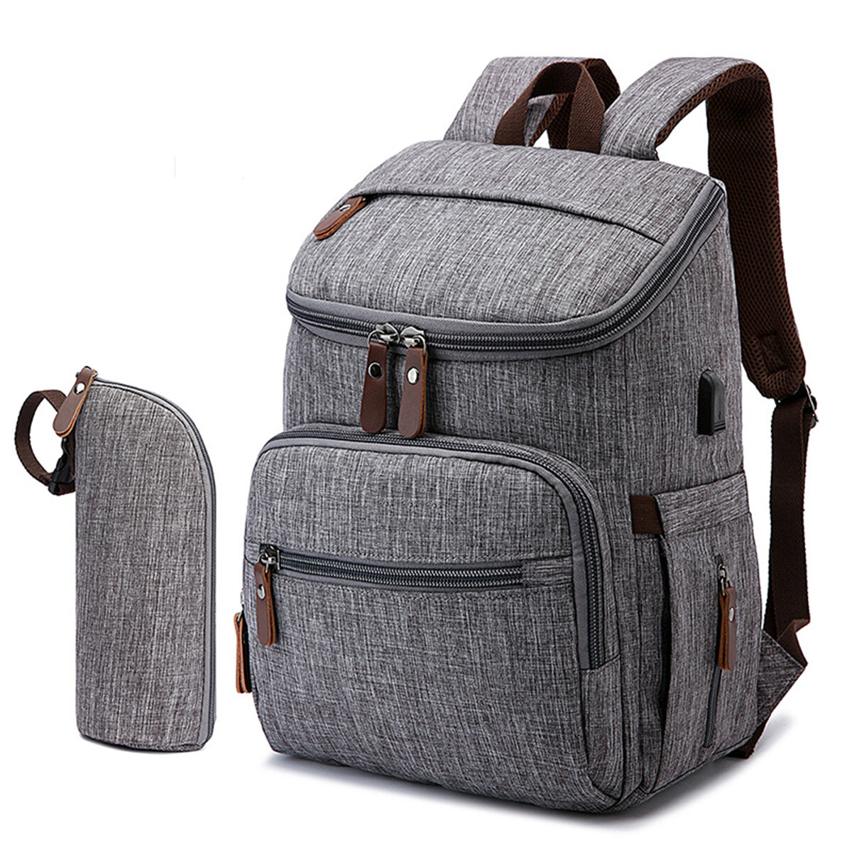 

2 Pcs USB Mummy Backpack Waterproof Baby Diaper Bag Nappy Storage Bag Women Travel Shoulder Bag