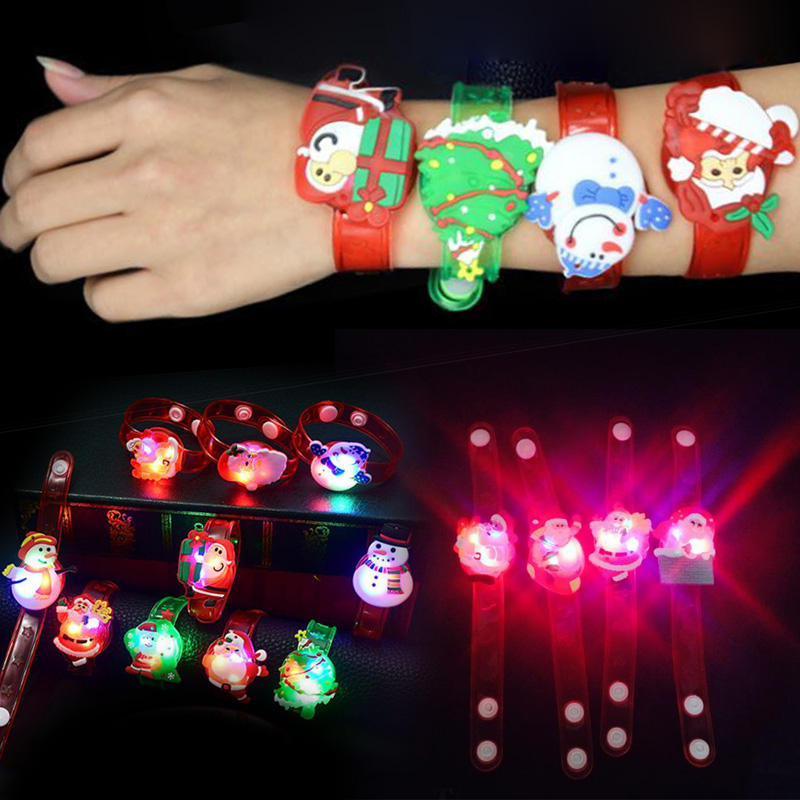 Christmas Gift Luminous Wrist Band Cartoon LED Flash Bracelet For Kids Presents Decoration Toys