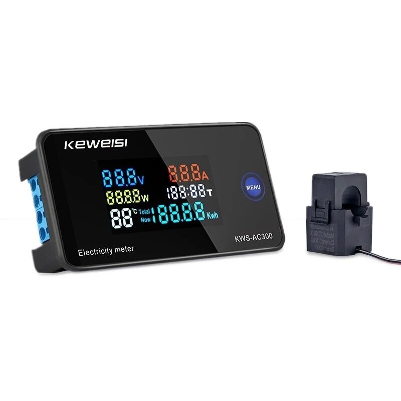 

KEWEISI AC 50~300V 20A/100A Digital Electricity Meter Voltmeter Ammeter With CT Power Current Voltage Temperature Measur