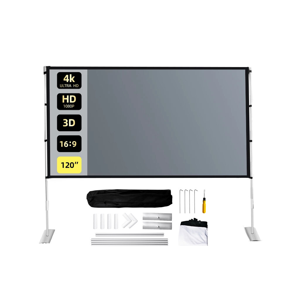 MIXITO 4K-projectorscherm met stabiele standaard 72 "84" 100 "120" 3D-gordijn anti-licht draagbare d
