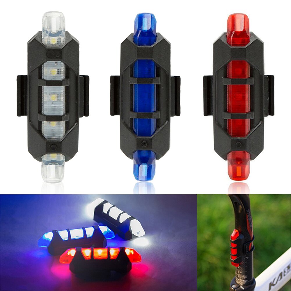 5 LED USB Rechargeable Bike Tail Light Bicycle Safety Cycling Warning Rear Lamp* 
